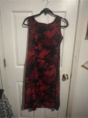 Danny & Nicole Black Maxi Dress with Red Floral Print